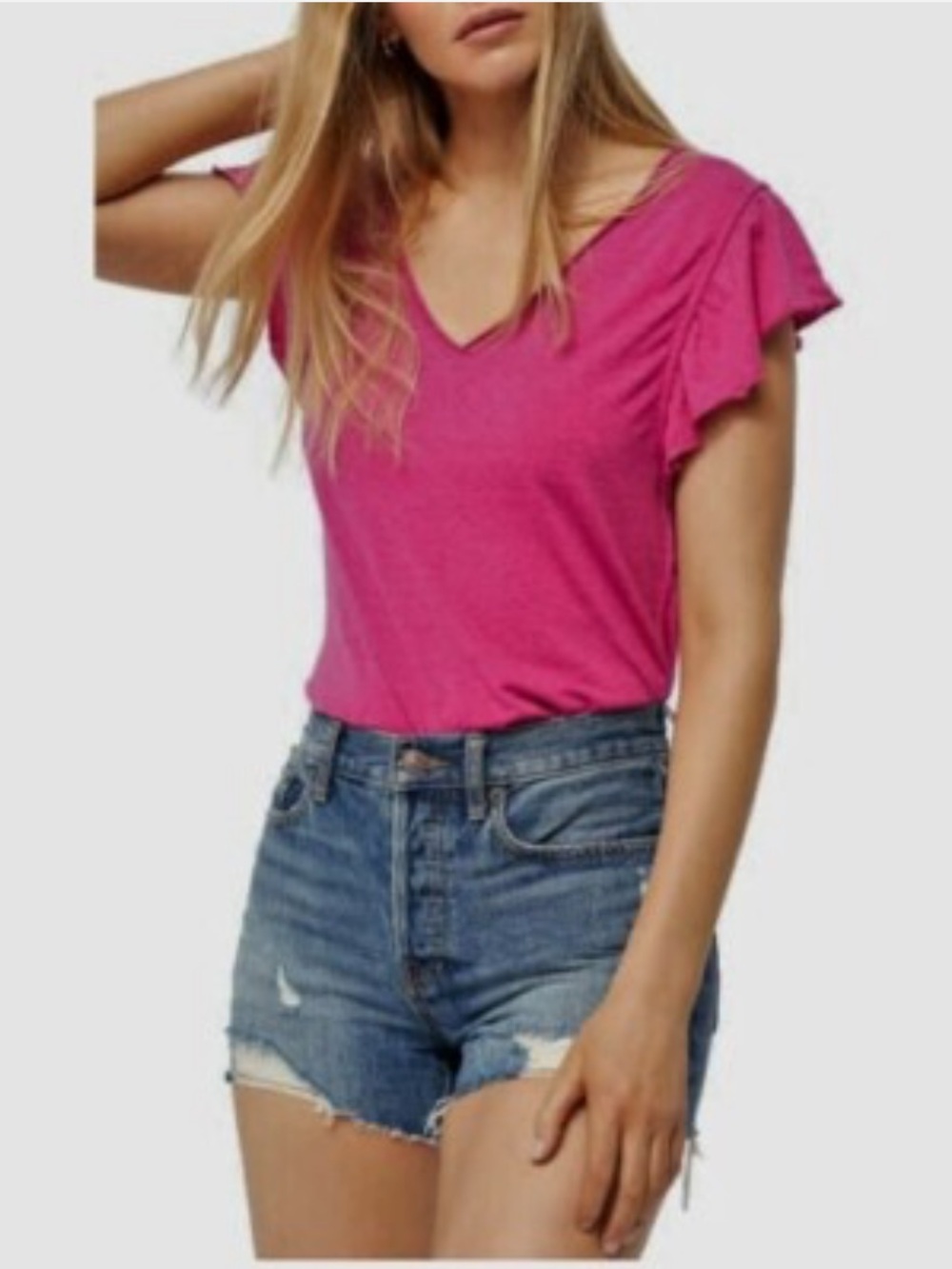We The Free People Effortless Tee in Fuschia